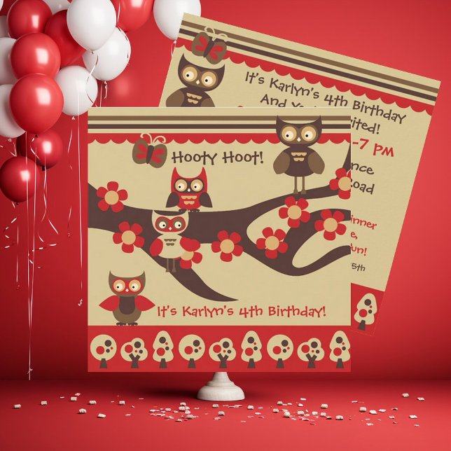 Corujas Personalizadas em Convites de Aniversário  (Criador carregado)