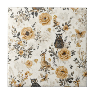 Corujas Vintage & Padrão Botânico Floral (3)