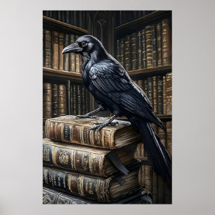 Corvo em Impressão de Arte Vintage de Livros, Dark