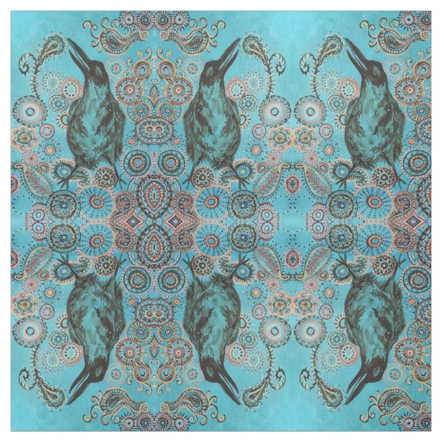 corvo no tecido azul (Modelo)