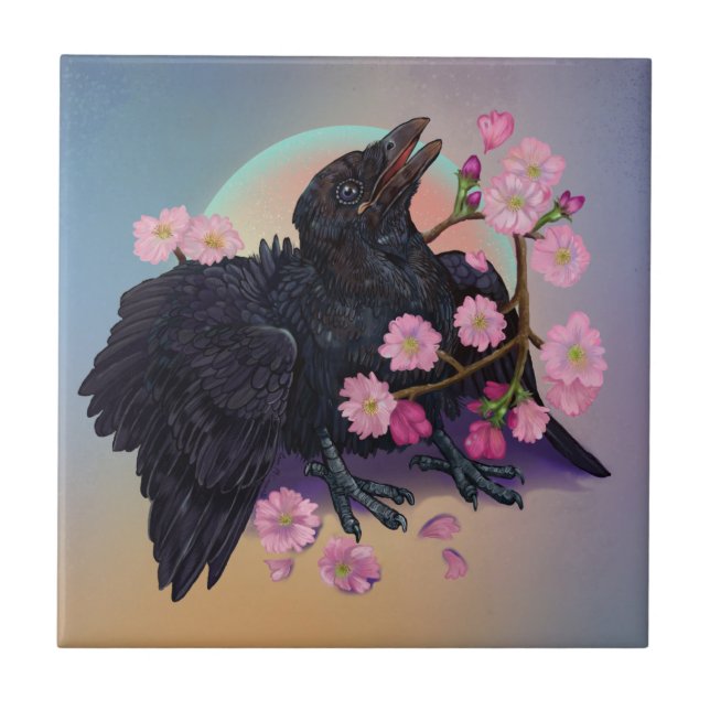 Corvo-preto com flores de maçã (Frente)