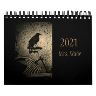 corvo preto no calendário de bicicleta de vintage