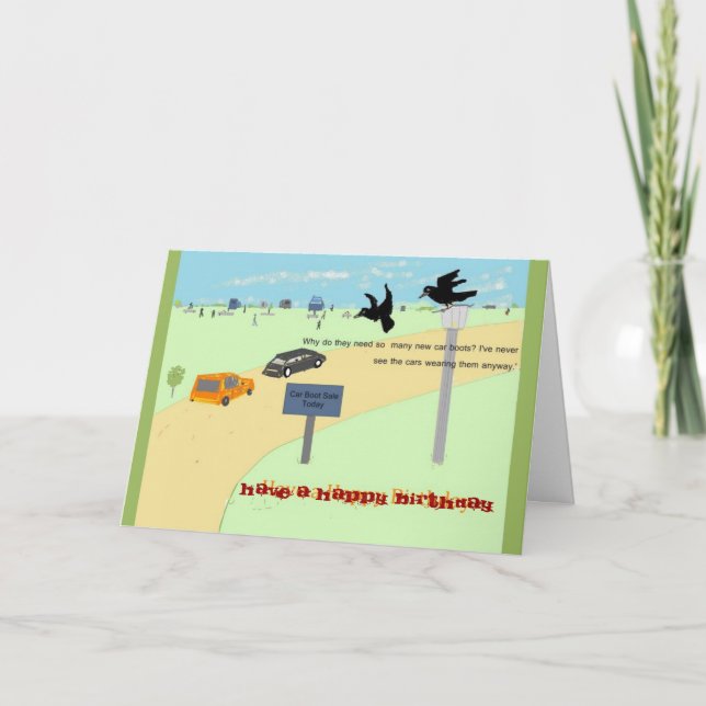 Corvos Em Uma Venda De Arranque De Carro. Cartão d (Frente)