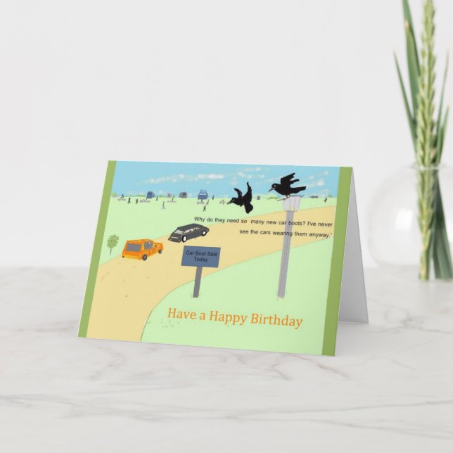 Corvos Em Uma Venda De Arranque De Carro. Cartão d (Frente)