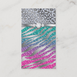 Cosmetólogo Cartão de visita Glitter Zebra Rosa