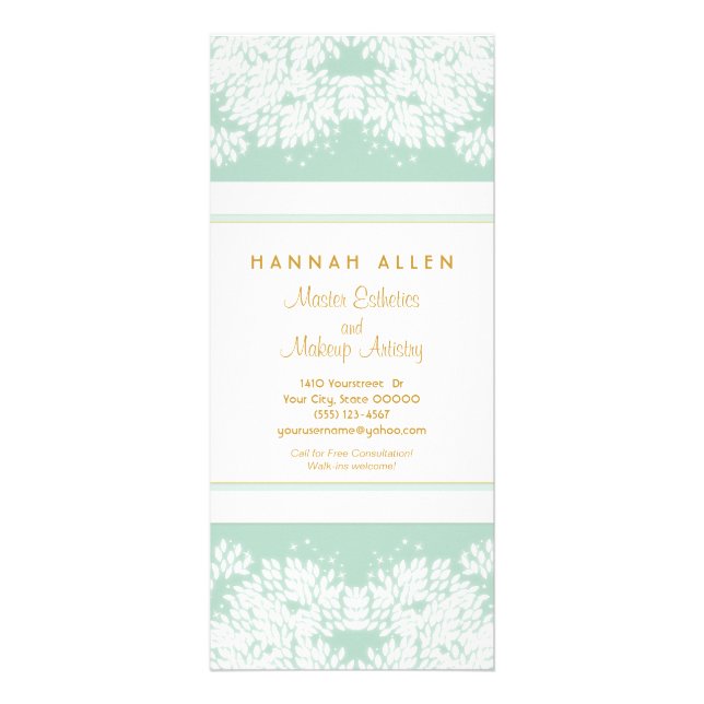 Cosmetology Spa and Salon White Leaves Menu Mint (Frente)