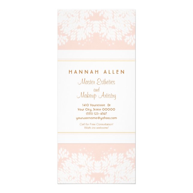 Cosmetology Spa and Salon White Leaves Menu Rosa (Frente)