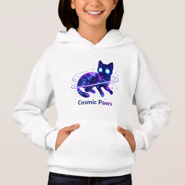 Cosmic Paws Galaxy Cat Kids Hoodie (Frente)