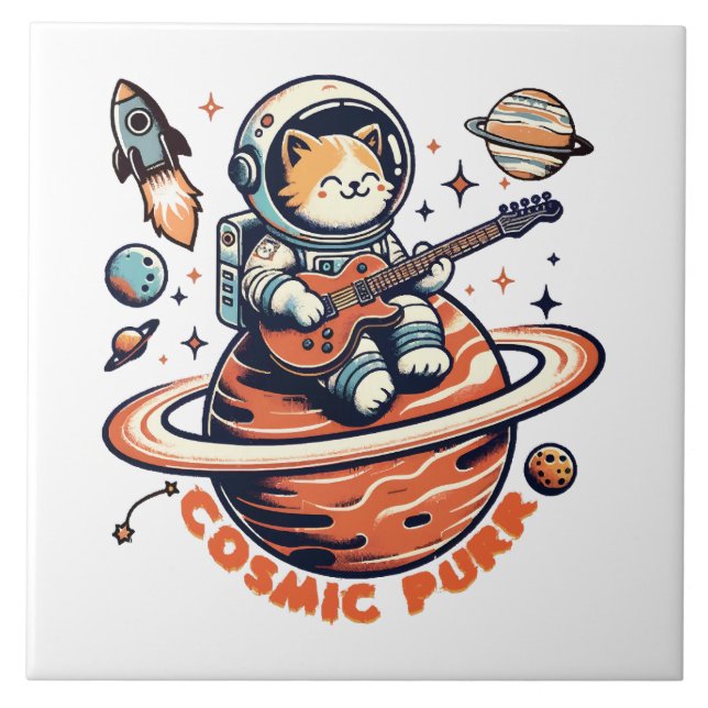 Cosmic Purr - Gato Guitarrista Astro (Frente)