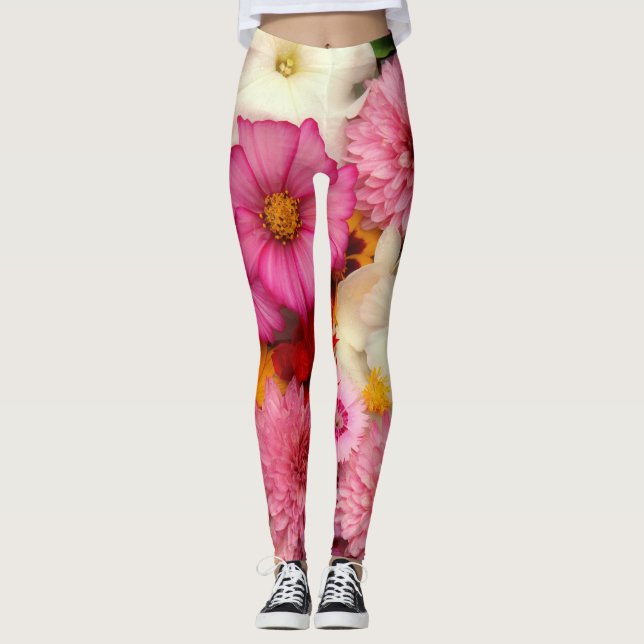 cosmos cor-de-rosa - leggings (Frente)