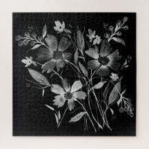 Cosmosis-Cosmos em Quebra-cabeça Floral Branco e P