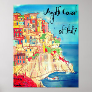 Costa Amalfitana da Itália pôster 11" X 14"