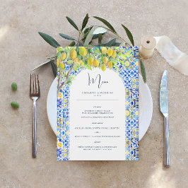 Costa Amalfitana | Menu de Azulejos de Limão Medit