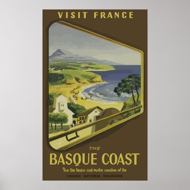 Costa Basca - Poster vintage da França (Frente)