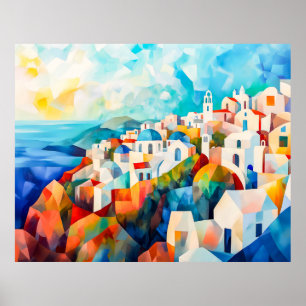 Costa de Santorini em Impressão Artística