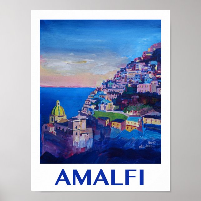 Costa do Amalfi Itália Retro Poster (Frente)