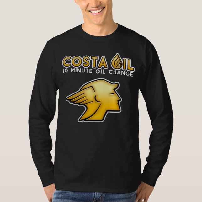 Costa Oil Empregado Camisa Preta de Longa Folga (Frente)