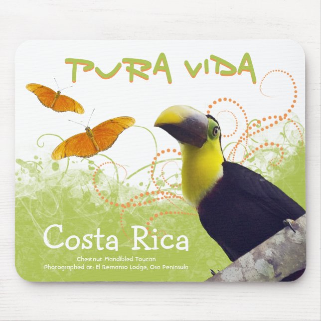 Costa Rica Pura Vida Toucan Mousepad (Frente)