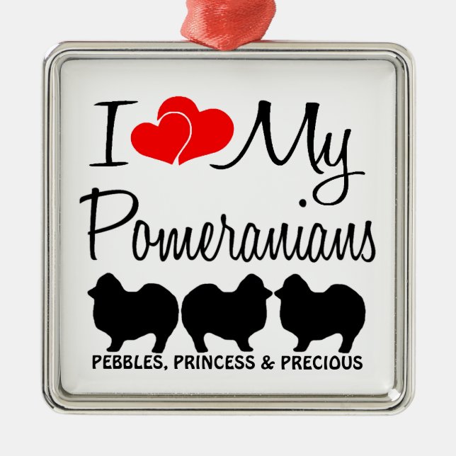 Costume Amo Meu Ornamento De Três Pomeranianos (Frente)