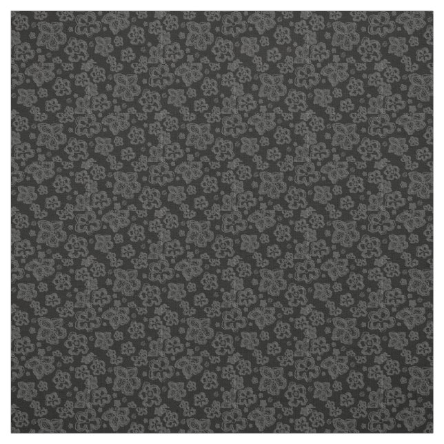 Costume floral cinzento preto do tecido de algodão (Modelo)