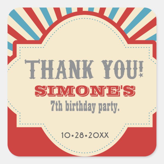 Costume, o Circus Themed Party deu adesivos (Frente)