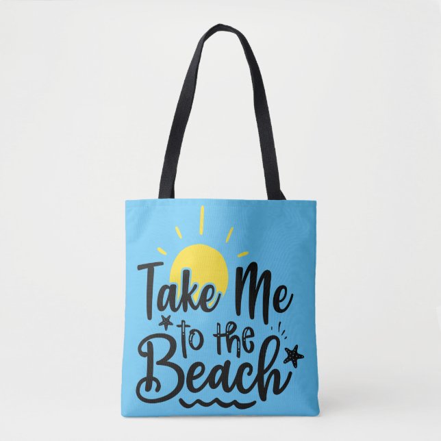 Cota de praia impressa azul Tote bag (Frente)