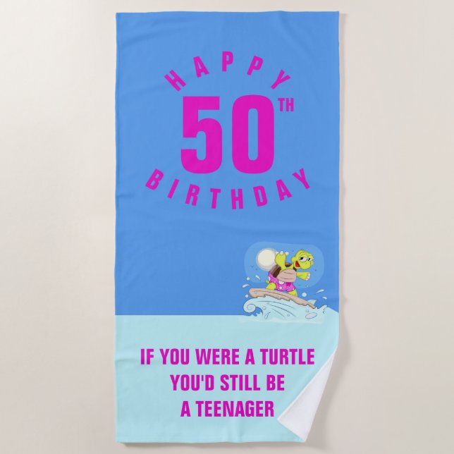 Cota engraçada de 50 anos, toalha de praia (Frente)