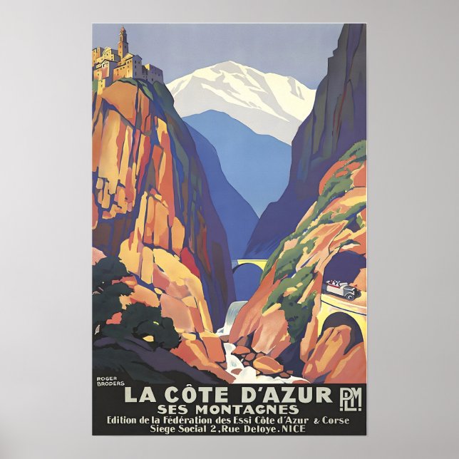 Côte d'Azur Art France Travel Poster French Rivier (Frente)