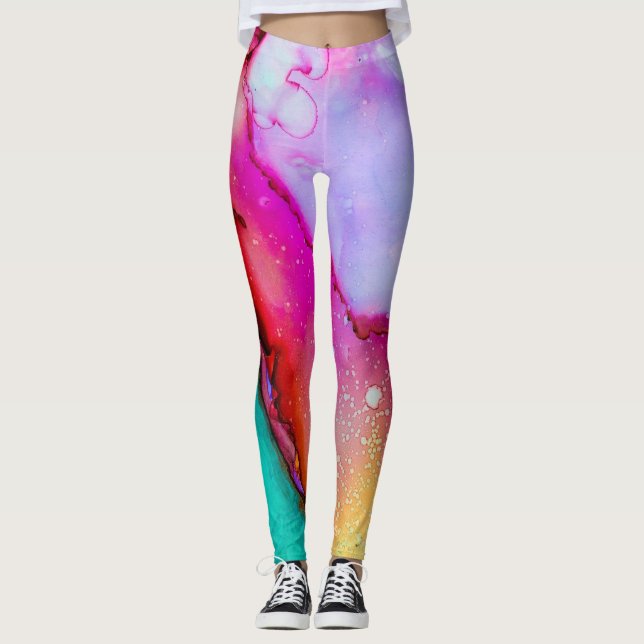 Cotovelo-cotovelo Coores Leggings femininas (Frente)