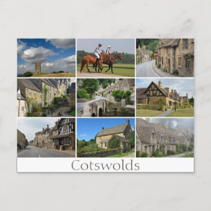 Cotswolds coloca cartão postal de texto de colagem