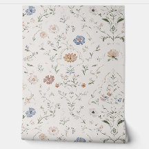 Cottagecore Beige Caprichoso Flor de Campo Aquarel