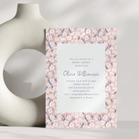 Cottagecore Boho Rosa Choque Convite de Chá de Noi