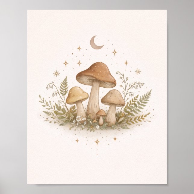 Cottagecore Mushroom Wall Art –  Poster (Frente)