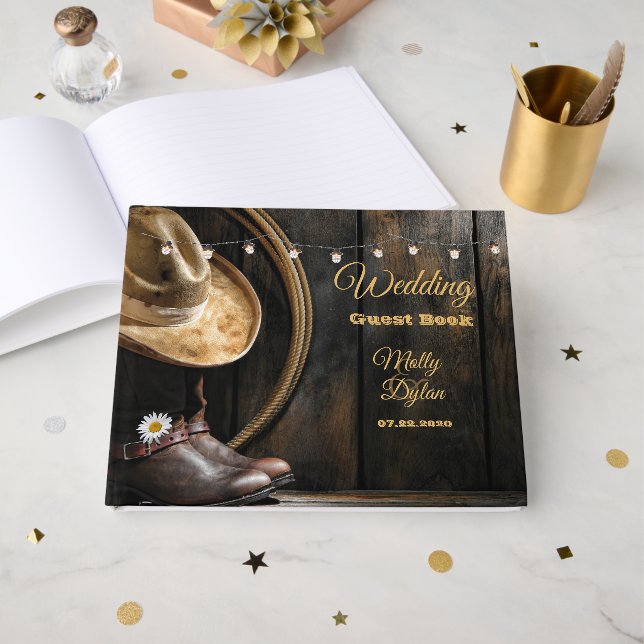 Country Boots Hat, Livro de Convidados do Casament (Frente aberta)