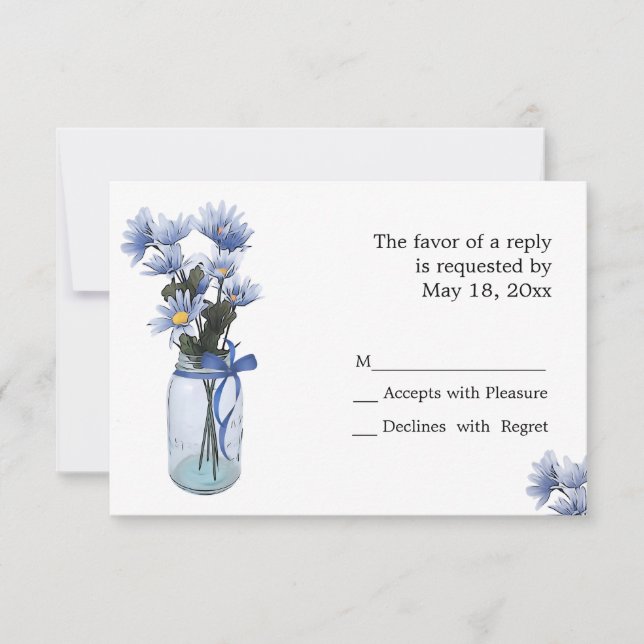 Country Daisies Mason Jar - Placas RSVP (Frente)