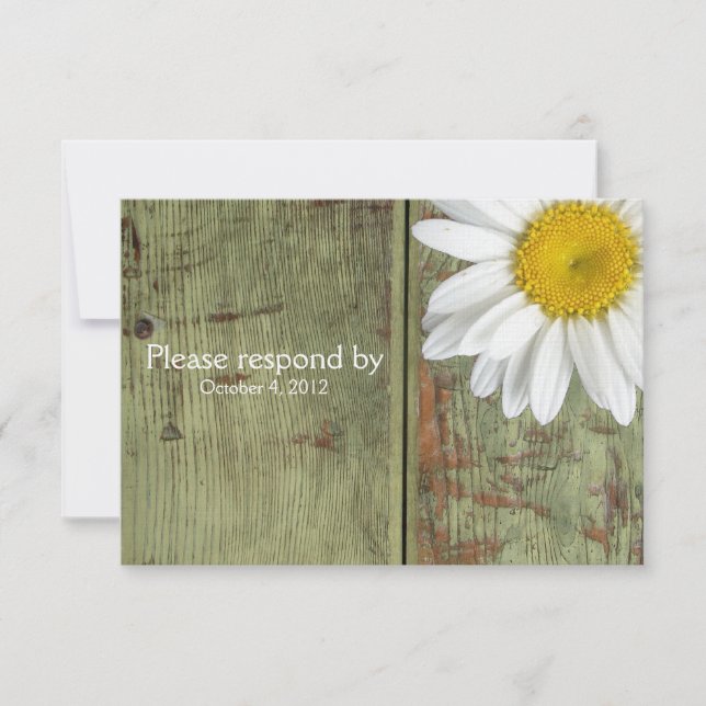 Country Daisy e Barn Wood RSVP com envelope (Frente)
