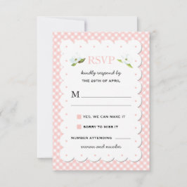 Country Floral Gingham Pink Blue Weding RSVP