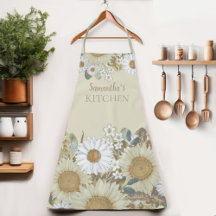 Country Floral Women Name Apron