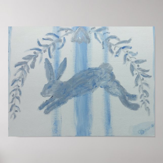 Country French Bunny Rabbit Art Print  Poster (Frente)