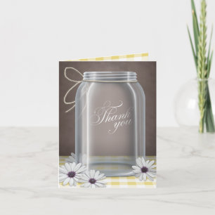 Country Mason Jar Daisy Yellow Obrigado cartões
