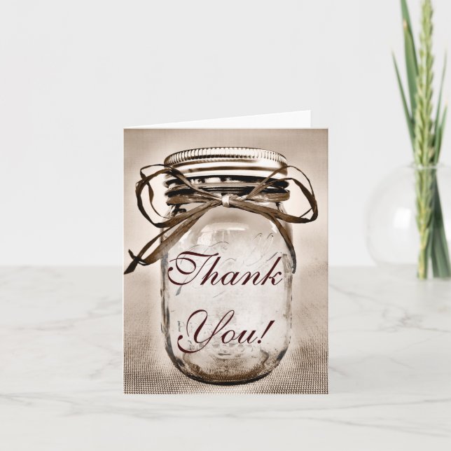 Country Mason Jar Weding Obrigado Cartões (Frente)
