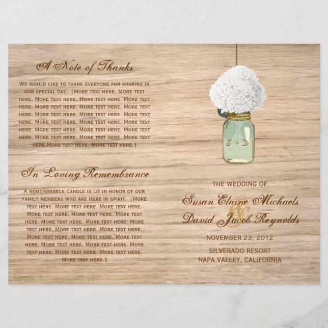 Country Rustic Mason Jar Hydrangea (Frente)