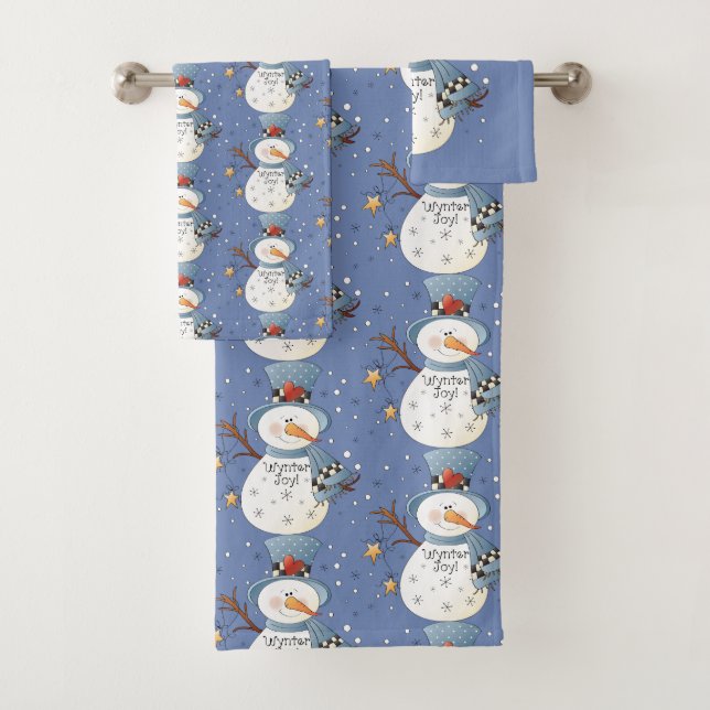 Country Snowman Wynter Joy Bathroom toalha (Insitu)