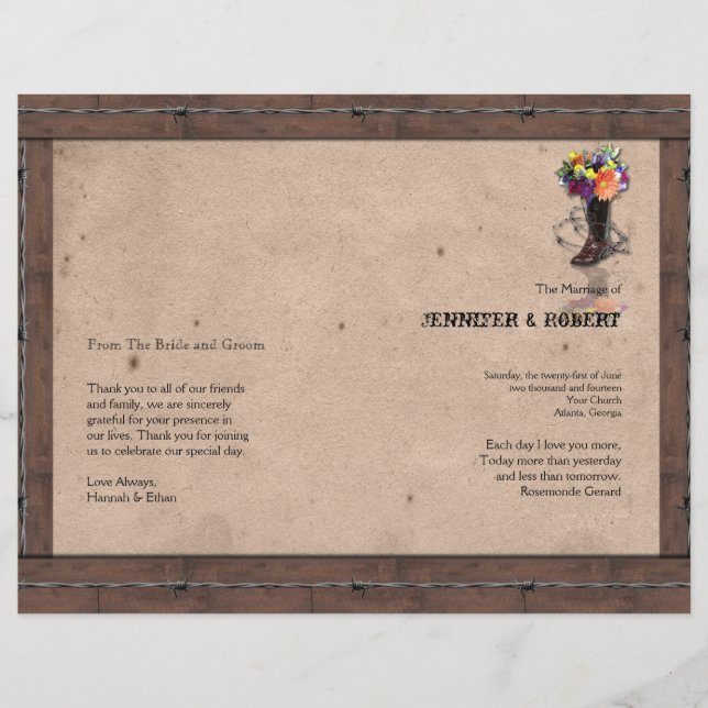 Country Western Barbed Wire Weding (Frente)