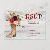 Country Western Boot Boho Rustic Marsala RSVP