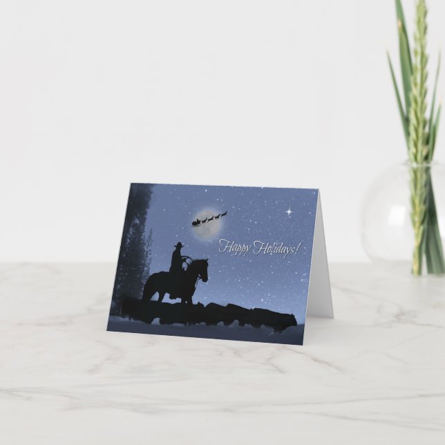 Country Western Cowboy Feliz Cartão de Férias (Frente)