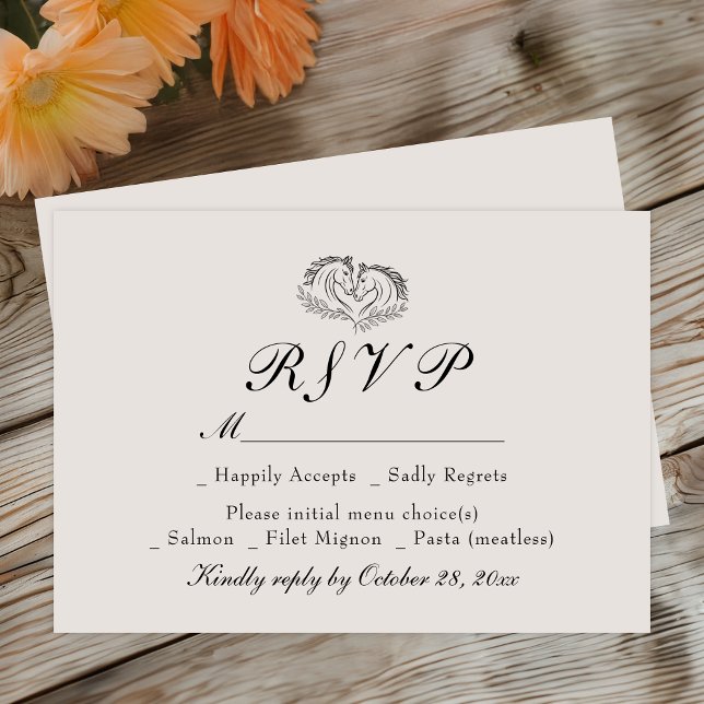 Country Western Horse Ivory Rustic Weding RSVP (Criador carregado)