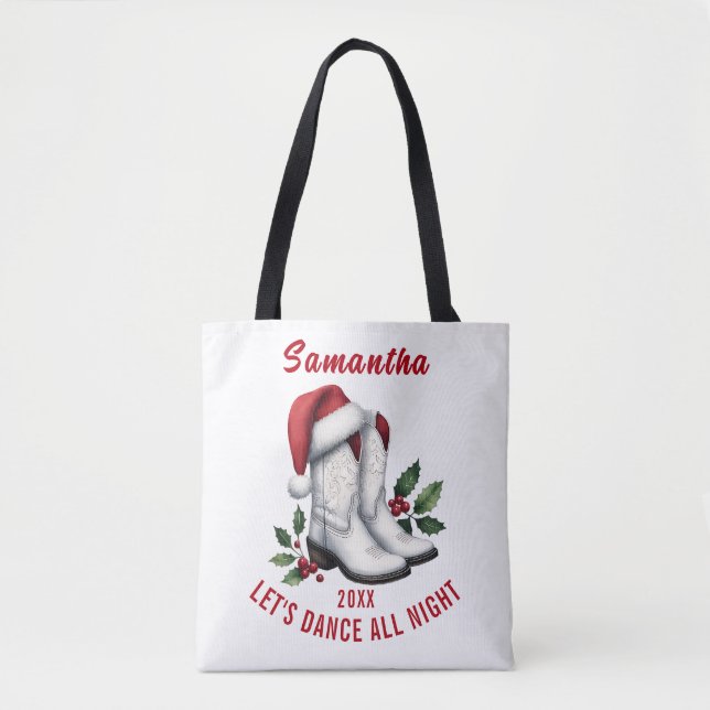 Country Western White Cowboy Boots Tote (Frente)