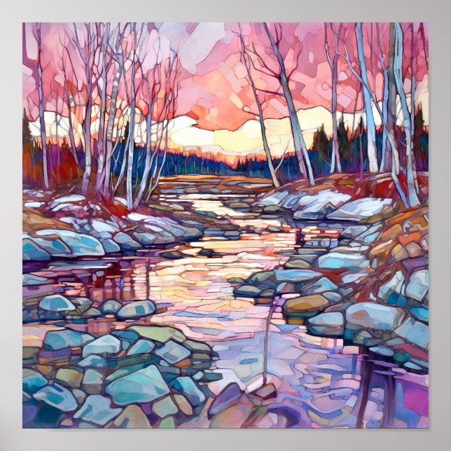 Country Winter Landscape Impressão (Frente)