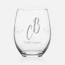 Couple Birds Monogram flowers Elegant Wedding 